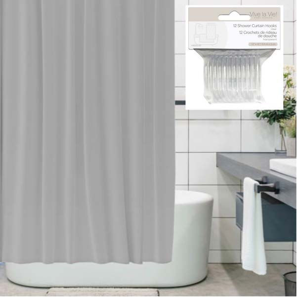 Rideau et crochets de douche