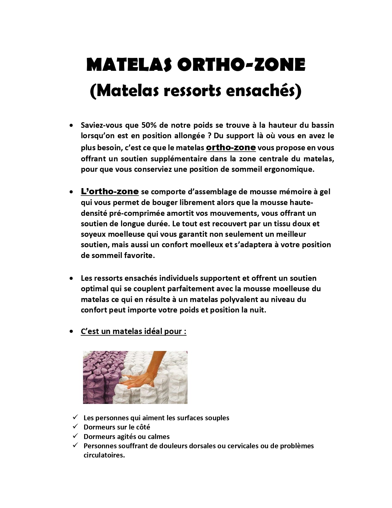 Matelas Ortho-zone - Ortho-zone mattress
